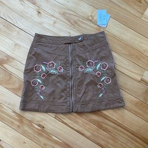 Free people brown skirt with embroidery